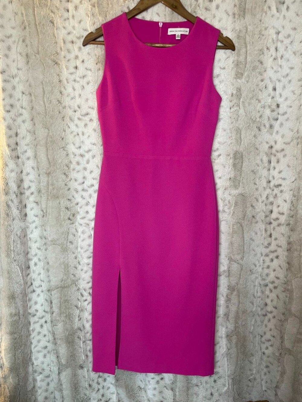 Dress the Population Maeve Bright Fuchsia Pink Back Cutout Bodycon Dress S